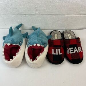Boys lot of 2 pairs of house shoes Shark Lil Bear